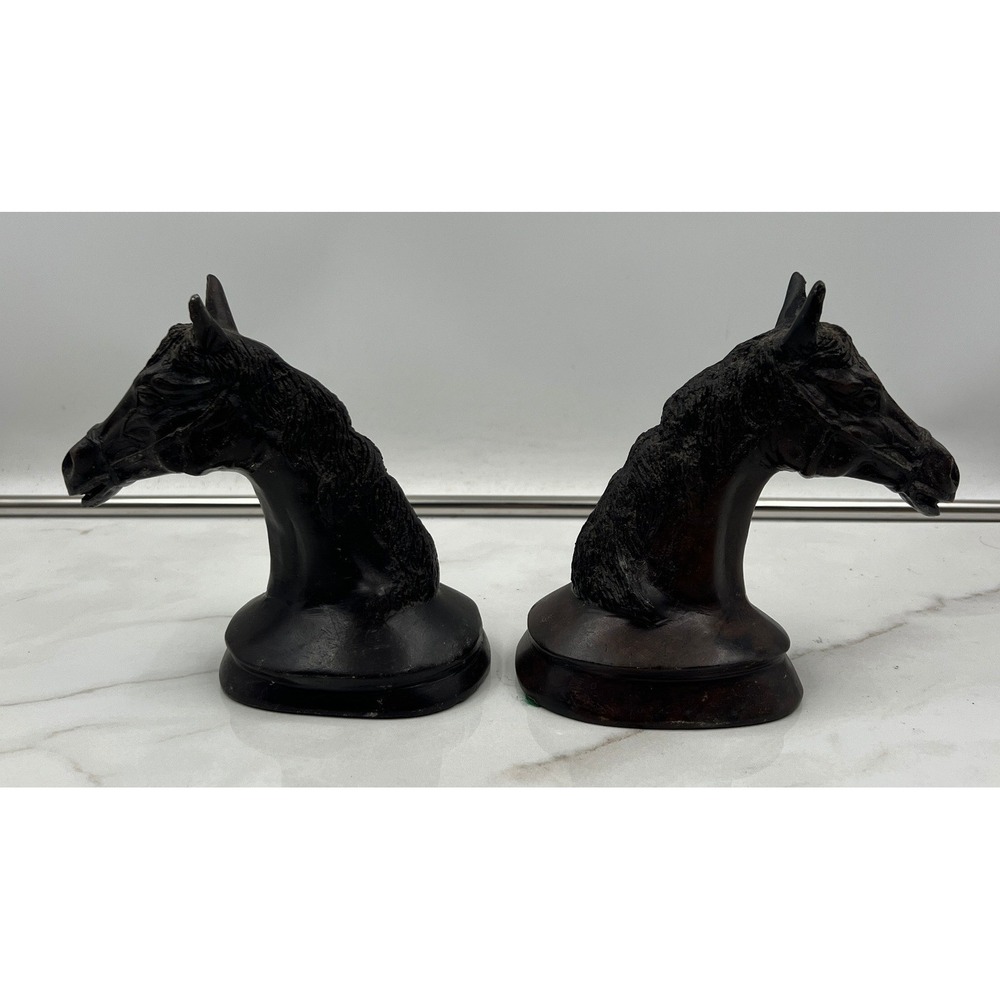 Maitland-Smith Horse Head Bookends Vintage Equestrian Decor Hand Made Thailand